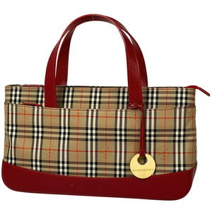 Burberry Plaid Canvas Handbag Red